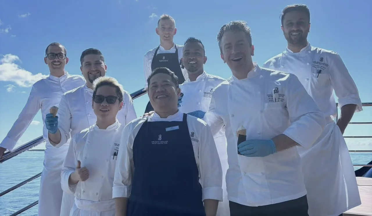 Martin Lum with yacht culinary team